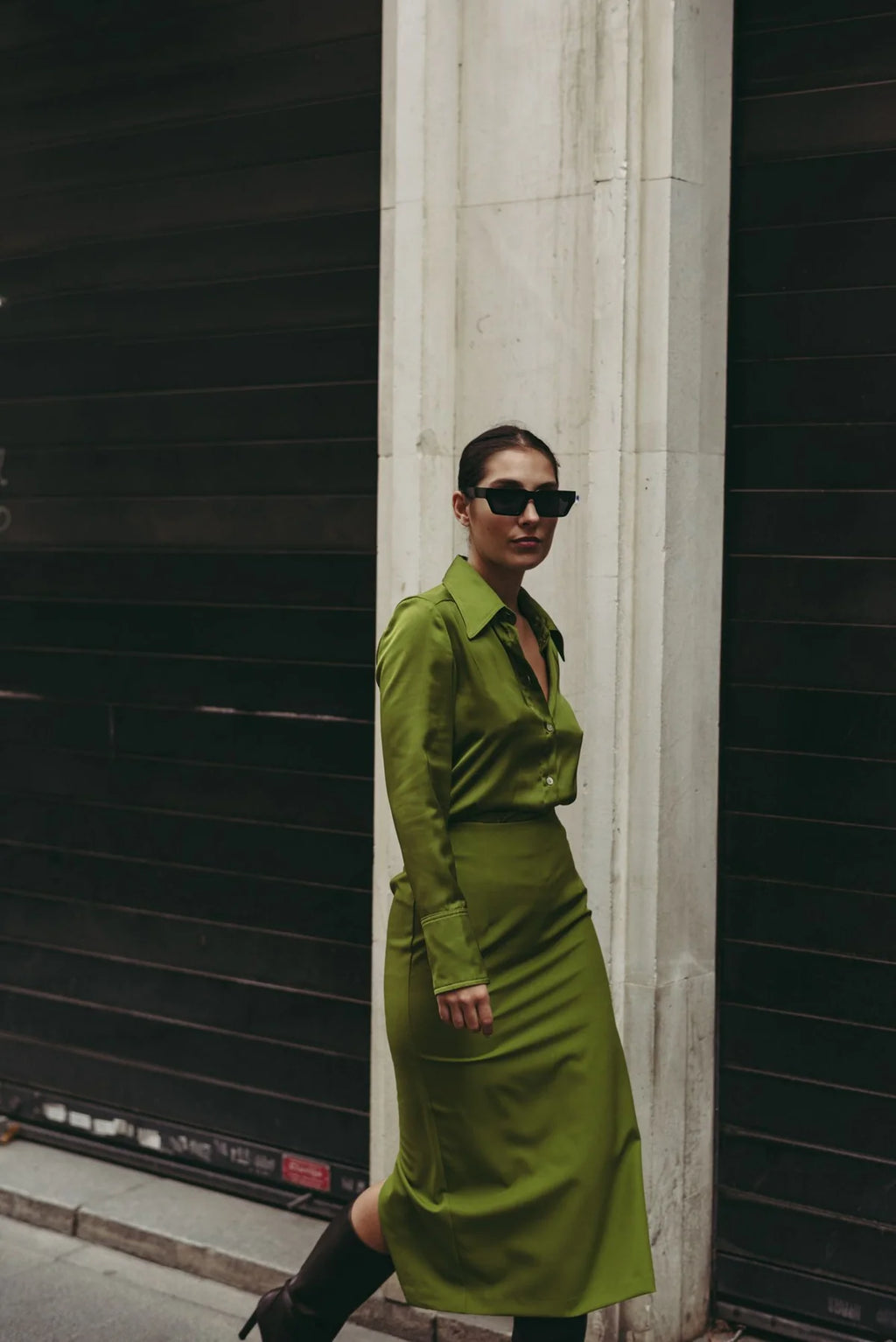 Saia Midi Comprida Verde